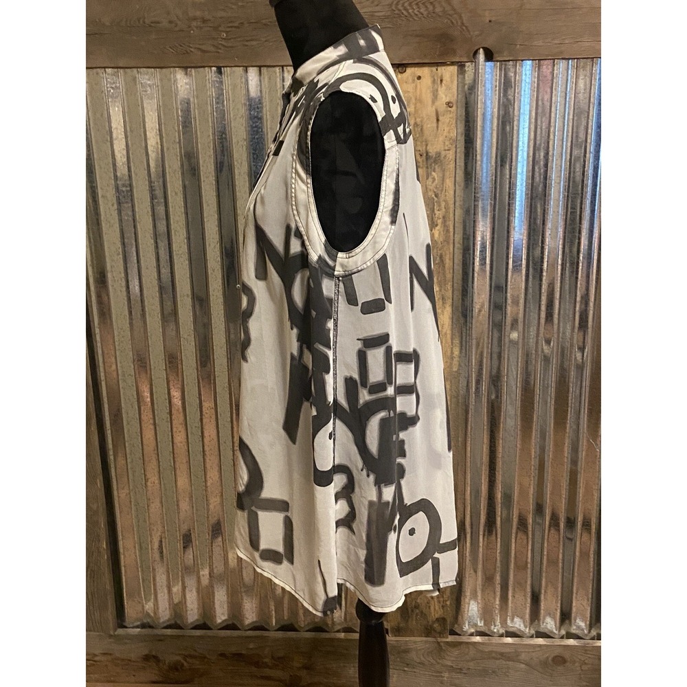 Peoples Liberation Women's Large Blouse Top Sheer Letters Spell out Artsy - Picture 15 of 15